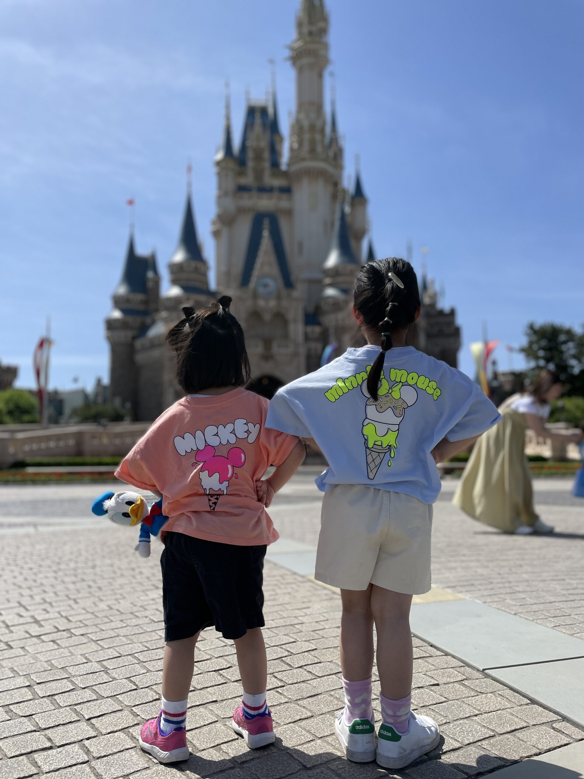 家族でディズニーランドを楽しむ様子