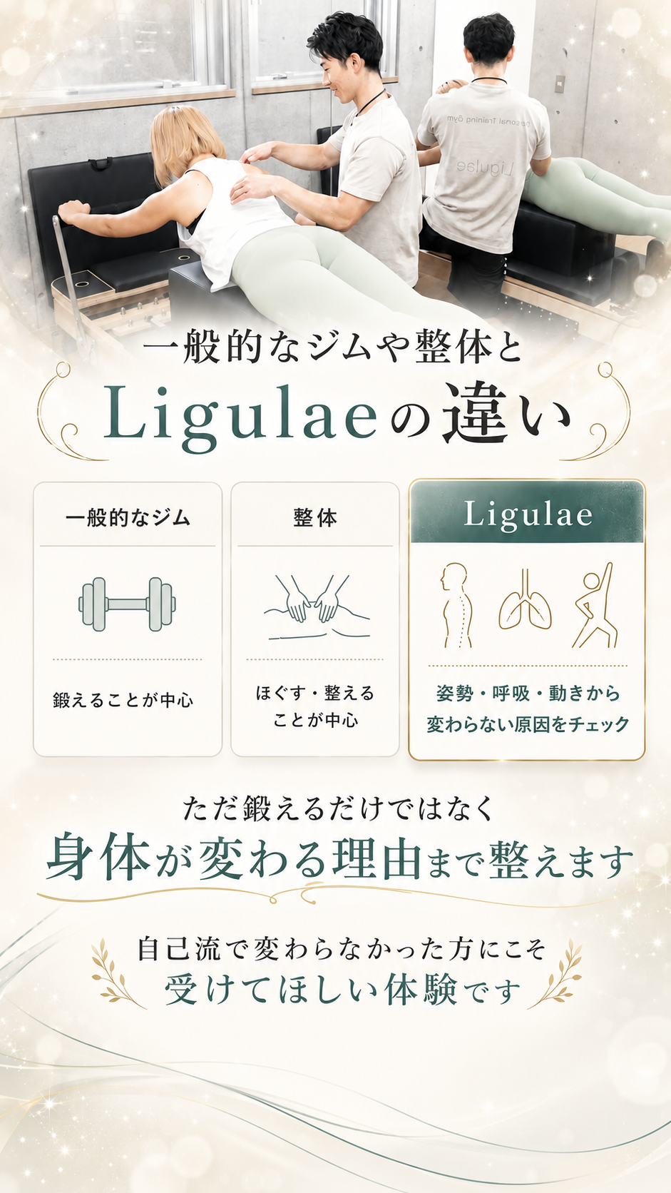 一般的なジム・整体との違い。自分の身体に合う方法を知りたい方へ